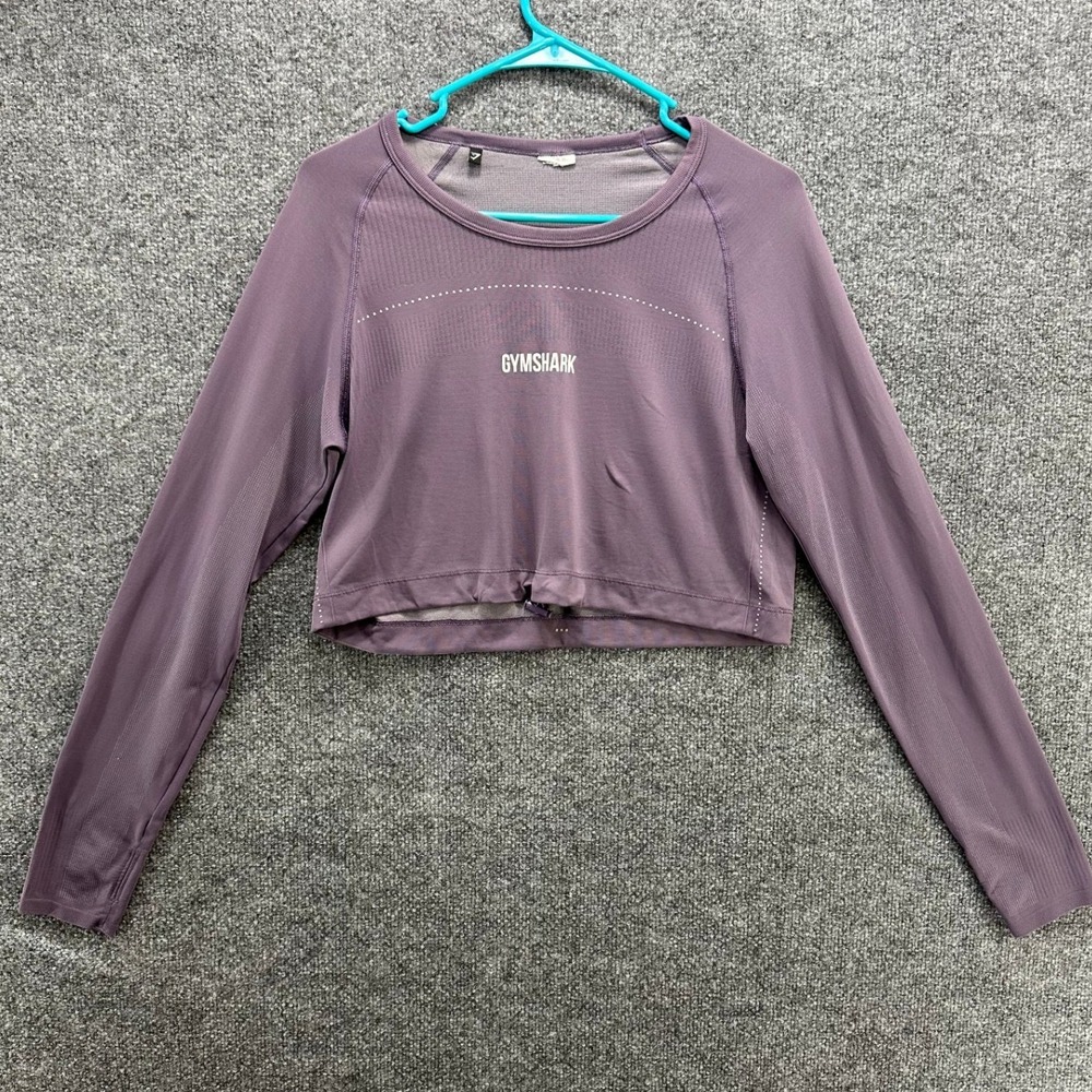 Gymshark Womens Purple Long Sleeve Cinch Front Crop Top Athletic Training Small